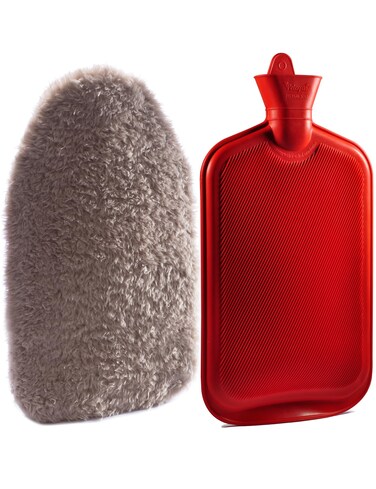 Peterpan Teddy Hot Water Bottle with Lanyard, Size: XXX-Large, Hot Water Bag for Pain Relief, BPA &amp; Phthalates Free,100 Fl Oz Capacity, Taupe