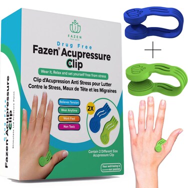 Acupressure Hand Pressure Point Clip, All Natural Headache Migraine Aid, Drug Free Tension Anxiety Relief,Acupressure Relaxation, Stress Alleviation,Tension Relief Pack 2