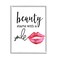 Stupell Industries Beauty Starts With Smiling Chic Lipstick Lips Design Framed Wall Art, Design By Daniela Santiago