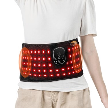 VEVOR Red Light Therapy for Waist, 660nm &amp; 850nm Red Light Therapy Wrap Belt with Timer, 105 LEDs, 3-Level Vibration &amp; 3 Intensities, Cordless Light Therapy Pad Device for Shoulder Knee Pain Relief