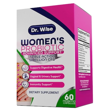 Dr. Wise Probiotics for Women - 50 Billion CFU - Probiotics for Digestive Health, Vaginal Probiotics, Urinary &amp; Gut Health, Acidophilus, Reuteri, 60Capsules.