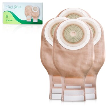 Colostomy Bags 20 Pack, One-Piece Drainable Ostomy Pouches, 30mm-70mm Cut-to -Fit Ostomy Bags with Observation Window for Ileostomy Stoma Care., Skin