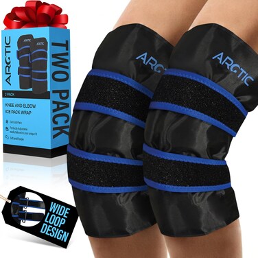 Two Pack - Knee and Elbow Ice Pack Wrap   Reusable Gel Ice Pack, Arm Ice Sleeve, Knee Pain Relief