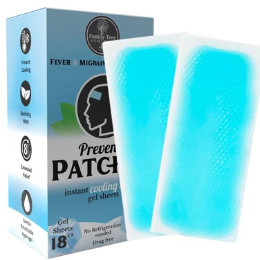 18 Cooling Gel Head Strips for Headache, Fever, and Discomfort: Preventa Patches