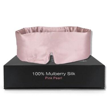 Elysium Luxury Silk Sleep Mask   100% Mulberry Silk Eye Mask for Sleeping in Total Darkness   Deep Sleep Masks for Women and Men   Travel Eye Masks for Sleep (Pink Pearl)