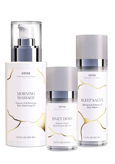 Scar Cream Treatment - Essentials Value Set for Face and Body, Effective for Surgical, Burn, C-Section &amp; Acne Scars, w/Vitamin E + Vitamin C, Vegan + Cruelty Free, 3-Product Kit