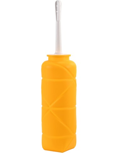 Foldable Compact Silicone Douche Bottle, Reusable Travel Douche Kit, 24 FL Oz Capacity, Yellow