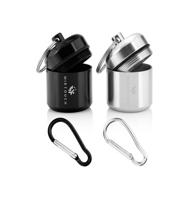 Portable Keychain Pill Holder Case - Discreet Waterproof Mini Pill Container Carrier with Strong Carabiners for Pocket Purse Travel Bags - Aluminum Alloy Pill Fob Box for Medicine Jewelry - 2 Pack