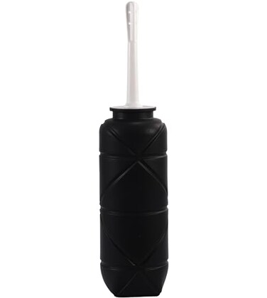 Foldable Compact Silicone Douche Bottle, Reusable Travel Douche Kit, 24 FL Oz Capacity, Black