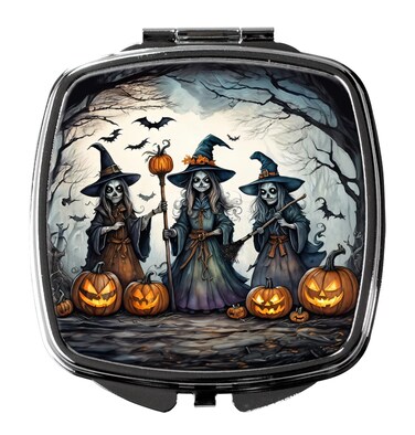 Caroline's Treasures Witches Spooky Halloween Compact Mirror Decorative Travel Makeup Mirror for Women Girls Gifts Pocket Makeup Mirror Folding Handheld