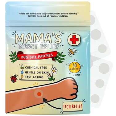 MAMA'S Bug Bite Itch Relief Patch Kids, All Natural - Gentle on Skin, Fast Healing, Mosquito Bug Bite Relief Alternative Itch Relief for Kids (30 Patches)