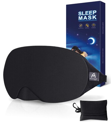 Mavogel Cotton Sleep Mask - Updated Design Light Blocking Sleep Eye Mask, Soft and Comfortable Night Sleeping Mask for Men Women, Eye Blinder for Travel/Sleeping, Includes Travel Pouch, Black