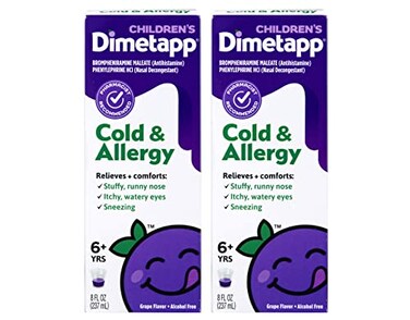 Dimetapp Children's Cold and Allergy Grape Flavored Cough Syrup 8 Ounce Bottle (Pack of 2)