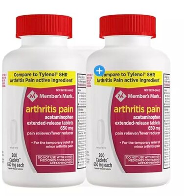 Compare to Tylenol Arthritis Pain Active Ingredient. - Member's Mark - Arthritis Pain Reliever, Extended Release, Acetaminophen 650 mg, 400 CapletsQ