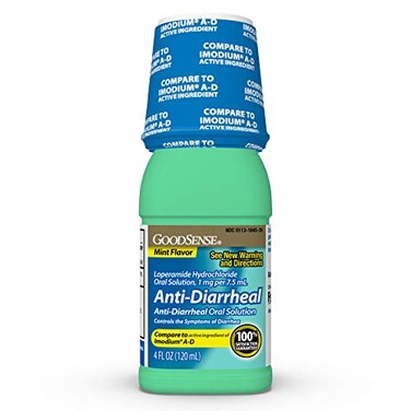 Good Sense Anti-Diarrheal Medicine, Loperamide Hydrochloride Oral Solution, 1 mg per 7.5 mL, Mint, 4 Fl Oz