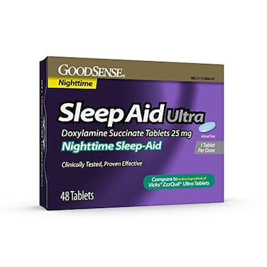 GoodSense Nighttime Sleep-Aid Ultra Tablets, Doxylamine Succinate 25 mg, 48 Count
