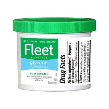 Fleet Laxatives, Laxative Glycerin Suppositories for Adult Constipation Relief, 12 Count