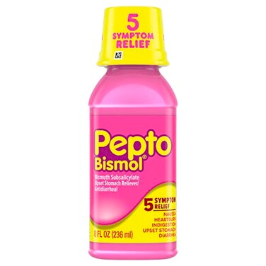 Pepto Bismol Liquid for Nausea, Heartburn, Indigestion, Upset Stomach, and Diarrhea - Fast Relief for 5 Symptoms, Original Flavor, 8 oz