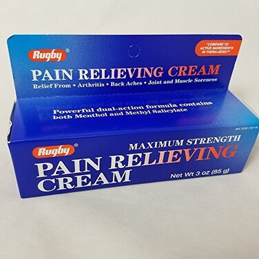 Rugby Maximum Strength Pain Relieving Cream - Made with Menthol and Methyl Salicylate - Offers Temporary Joint and Muscle Soreness Relief - 3 Oz.