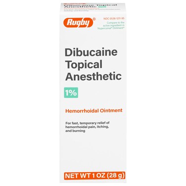 Rugby Dibucaine Topical Anesthetic 1% - Hemorrhoidal Ointment - for Fast, Temporary Relief of Hemorrhoidal Pain, Itching, and Burning - 1 Oz