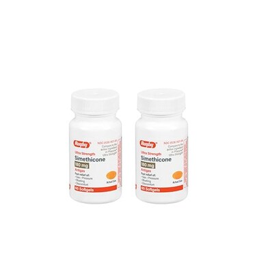 Rugby Ultra Strength Simethicone Gas Relief 180 mg - Maximum Gas Relief for Adults - Anti Flatulence, Bloating Aid, and Gas Fullness Reliever Pills - 60 Softgels (2 Pack)