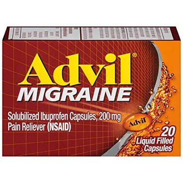 Advil Migraine Headache Relief, Ibuprofen Capsules with Ibuprofen 200mg for Migraine Relief, Nausea Relief and Light Sensitivity Relief - 20 Liquid Filled Capsules