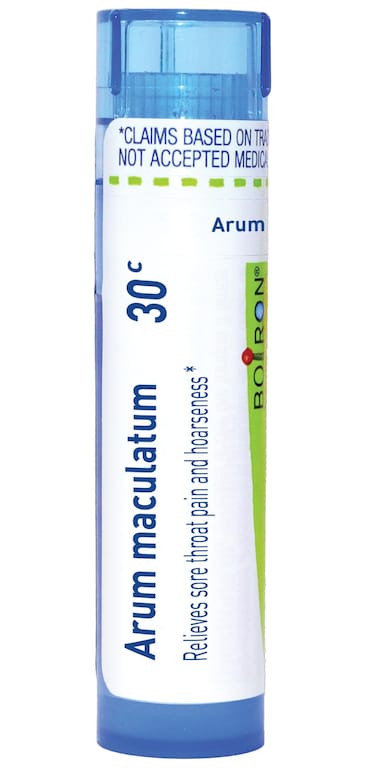 Boiron Arum Maculatum 30C for Sore Throat Pain &amp; Hoarseness - 80 Pellets