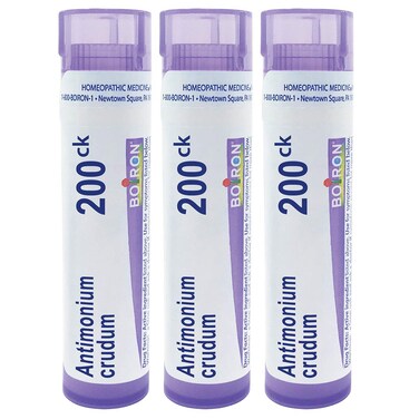 Boiron Antimonium Crudum 200ck Homeopathic Medicine for Indigestion - Pack of 3 (240 Pellets)