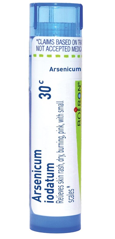 Boiron Arsenicum Iodatum 30C for Skin Rash, Dry, Burning, Pink, with Small Scales - 80 Pellets