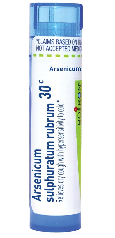 Boiron Arsenicum Sulphuratum Rubrum 30C for Dry Cough with Hypersensitivity to Cold - 80 Pellets