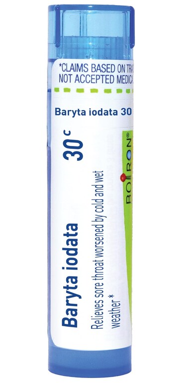 Boiron Baryta Iodata 30C for Sore Throat Worsened by Cold &amp; Wet Weather - 80 Pellets