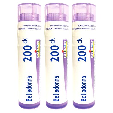 Boiron Belladonna 200ck Homeopathic Medicine for High Fever - Pack of 3 (240 Pellets)