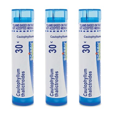 Boiron Caulophyllum Thalictroides 30C Homeopathic Medicine for Menstrual Cramps Relief - Pack of 3 (240 Pellets)