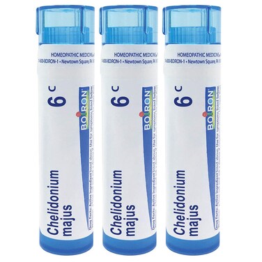 Boiron Chelidonium Majus 6c Homeopathic Medicine for Nausea with Right Upper Back Pain - Pack of 3 (240 Pellets)