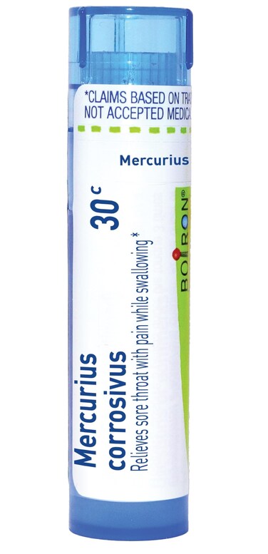 Boiron Mercurius Corrosivus 30C Homeopathic Medicine for Sore Throat with Pain While Swallowing - 80 Pellets