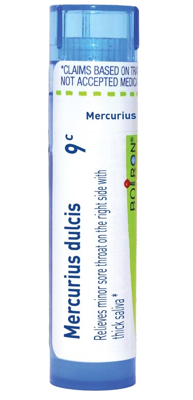 Boiron Mercurius Dulcis 9C for Minor Sore Throat On The Side with Thick Saliva - 80 Pellets