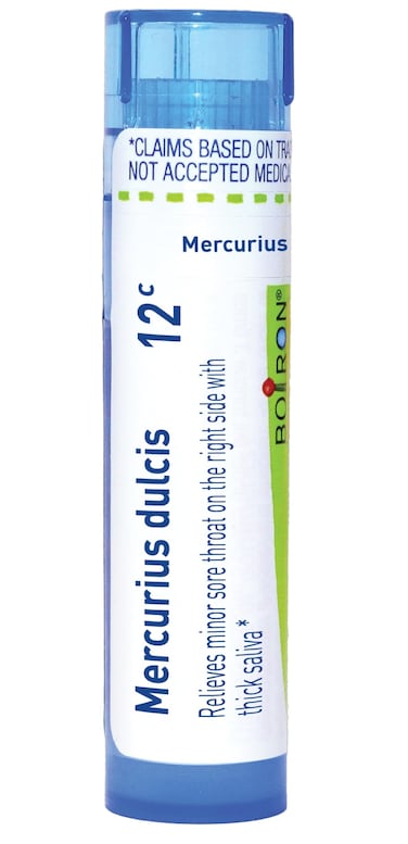 Boiron Mercurius Dulcis 12C for Minor Sore Throat On The Side with Thick Saliva - 80 Pellets