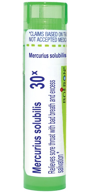 Boiron Mercurius Solubilis 30X for Sore Throat with Bad Breath &amp; Excess Salivation - 80 Pellets