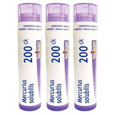 Boiron Mercurius Solubilis 200ck Homeopathic Medicine for Sore Throat - Pack of 3 (240 Pellets)