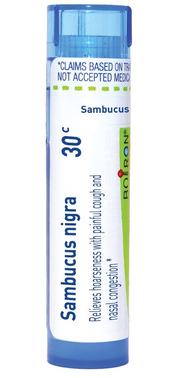 Boiron Sambucus Nigra 30C Homeopathic Medicine for Hoarseness with Painful Cough &amp; Nasal Congestion - 80 Pellets