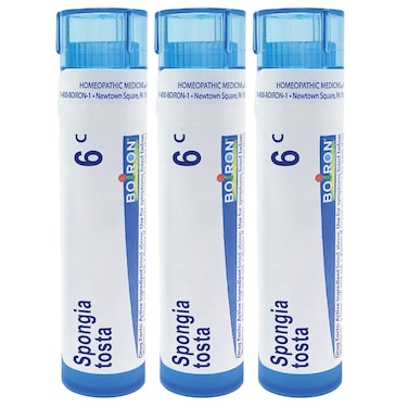 Boiron Spongia Tosta 6c Homeopathic Medicine for Dry, Barking Cough - Pack of 3 (240 Pellets)