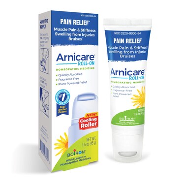 Boiron Arnicare Roll-On for Relief of Joint Pain, Muscle Pain, Muscle Soreness, and Swelling from Bruises or Injury - Cooling Metal Roller and Fragrance-Free - 1.5 oz