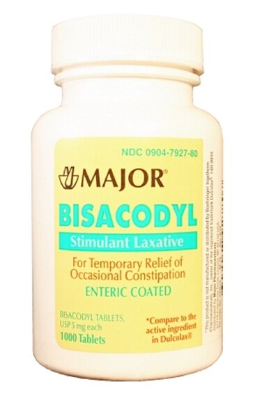 Major Laxative Bisacodyl 5mg 1000 Tabs