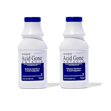 Major Acid Gone Antacid Liquid - Acid Reflux Medicine for Adults - Upset Stomach, Acid Indigestion, and Heartburn Relief - Spearmint Flavored - 12 Fl. Oz. (2 Pack)