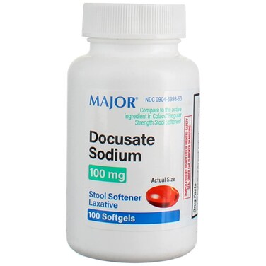 Major Docusate Sodium 100 mg - Stool Softener Laxative Softgels for Occasional Constipation Relief - Stool Softeners for Women, Men, and Kids - Stimulant-Free - 100 Softgels (8 Pack)