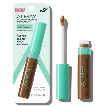 Almay Clear Complexion Acne &amp; Blemish Spot Treatment Concealer Makeup with Salicylic Acid- Lightweight, Full Coverage, Hypoallergenic, Fragrance-Free, for Sensitive Skin, 600 Dark, 0.3 fl oz.