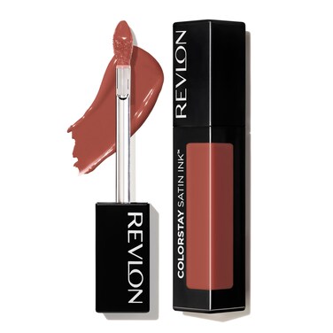 REVLON ColorStay Satin Ink Crown Jewels Liquid Lipstick, Longlasting &amp; Waterproof Lipcolor, Moisturizing Creamy Formula Infused with Black Currant Seed Oil, 038 Citrine Queen, 0.17 fl oz.