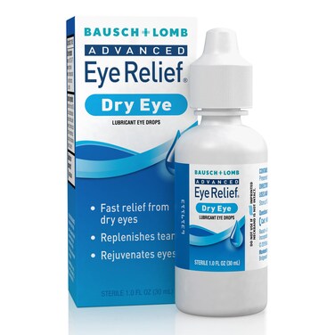 Bausch + Lomb Eye Drops for Dry Eyes, Advanced Eye Relief Lubricant Eye Drops, 1 Fl Oz, Moisturizing &amp; Comforting Fast Acting Eye Drop, Gentle Tear Replenishing Formula