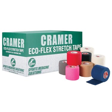 Cramer Eco-Flex Self-Stick Stretch Tape, Cohesive Tape, Flexible Elastic Sports Tape, Athletic Training Room Supplies, Easy Tear &amp; Self-Adherent Bandage Wrap, Single 5 Yard Roll, Compression Tape