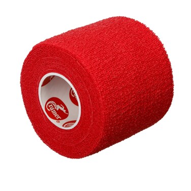 Cramer Eco-Flex Self-Stick Stretch Tape, Cohesive Tape, Flexible Elastic Sports Tape, Athletic Training Room Supplies, Easy Tear &amp; Self-Adherent Bandage Wrap, Single 5 Yard Roll, Red